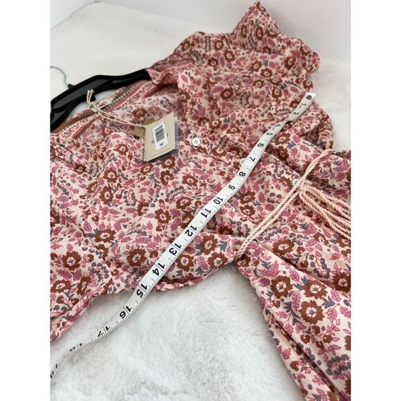 New Faherty Size S Orinda Floral Print Organic Cotton Maxi Dress Pink Multi - Picture 5 of 12